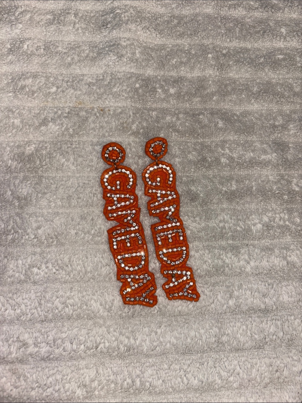 Orange 'GAMEDAY' Beaded Statement Earrings